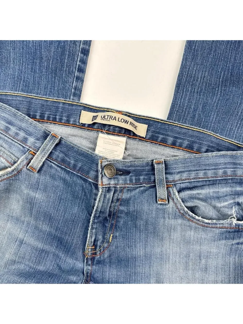 Vintage Y2K Ultra Low Rise Bootcut Flare Jeans Medium Wash